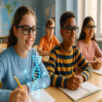 Students using AR glasses for education and training